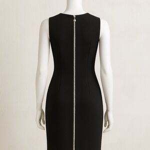 1997 Gianni Versace Couture Black Wool Silk Dress – Exposed Silver Medusa Zip –